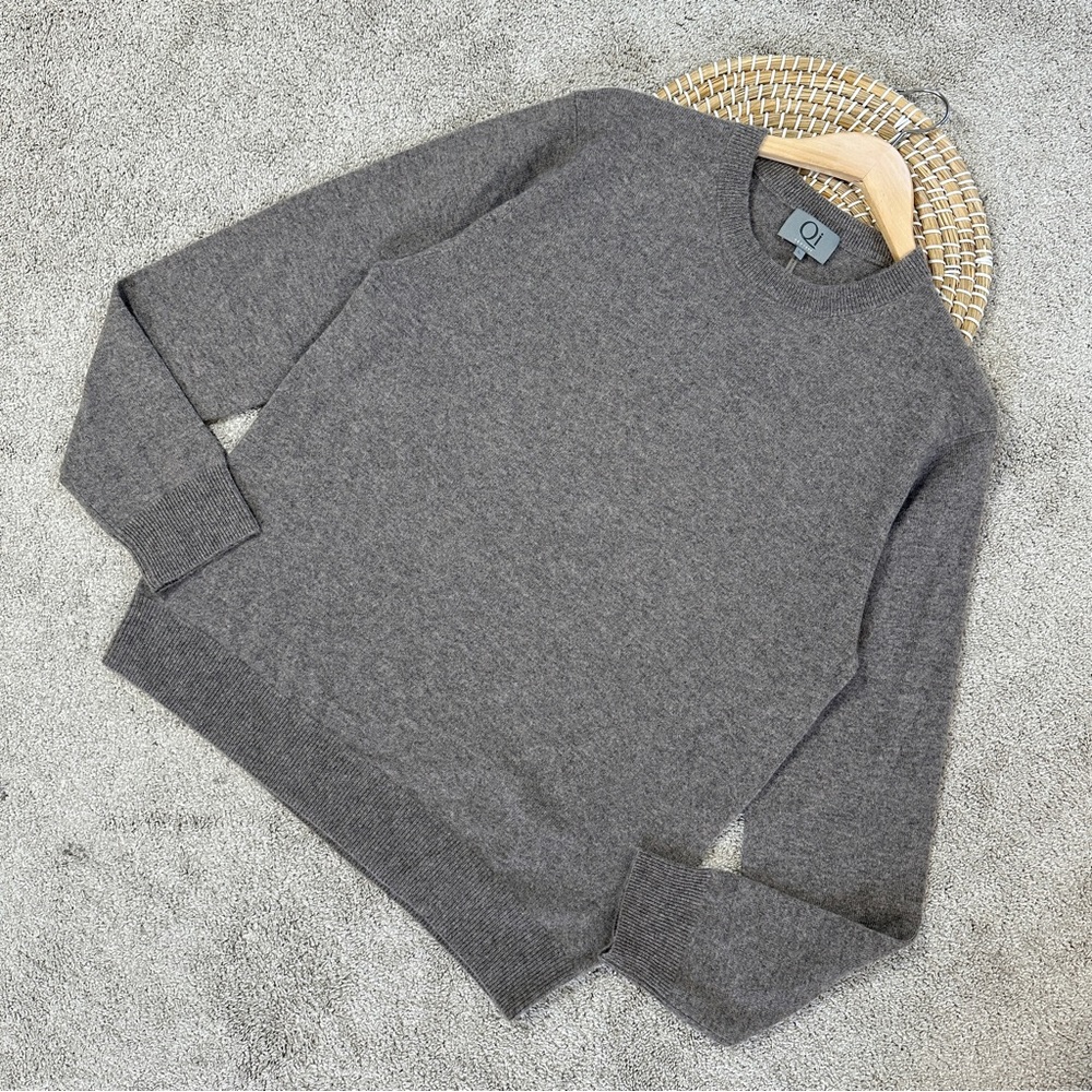Qi New York Men’s 100% Cashmere Crewneck Sweater Longsleeve Classic Brown L